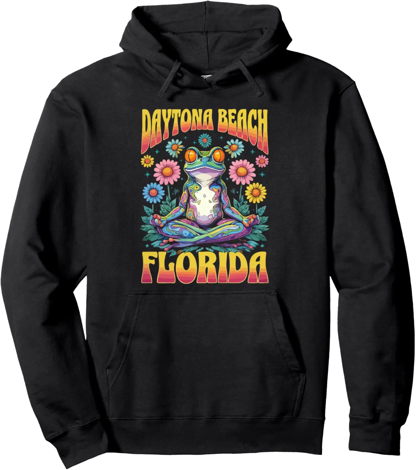 Whimsical Daytona Beach Florida Zen Frog Animal Art Design Pullover Hoodie - Emmacole Shop 50B0DM6H812S