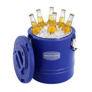 15.85Qt Insulated Bucket with Sealed Lid & Locking Buckles, 3-Layer Stainless Steel & PU Foam Cooler/Warmer, Portable Hot/Cold Food Container for Outdoor Picnic Party Catering Home Kitchen