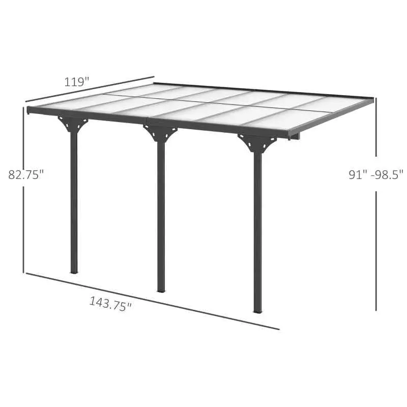 12x10 Polycarbonate Pergola with Metal Frame, Stylish Outdoor Shelter, UV Protection