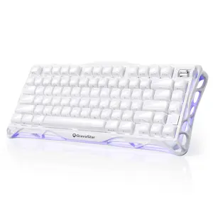 [New ARRIVAL]GravaStar Mercury K1 - Opaline White 75% White Wireless Creamy Keyboard, Aluminum Alloy Exoskeleton Design Mechanical Gaming Keyboard, Gasket Hot-Swap Socket, Linear Switches, RGB Backlit summervibes summervibes