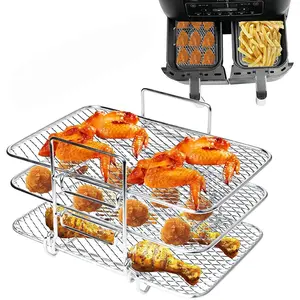 Air Fryer Rack, 3-tier Air Fryer Rack, Stainless Steel Rack, Square Air Fryer Accessories, Kitchen Utensils