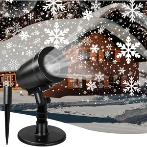 Projector Lights Outdoor Waterproof, 360°Roating LED Snowflake Light, Snow Holiday Decoration for House, Yard, Wall, Outside and Indoors