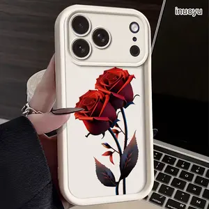 Rose Pattern Soft TPU Phone Case for iPhone 17 Pro Max 17 Air 17e 16 Pro Max 16e 16 15 14 Plus 13 12 Mini 15 14 13 12 11 Pro Max X Xs Max, Anti Slip Anti Fall Shockproof Drop-proof Protective Casing Rugged Durable Silicone Protection Cover