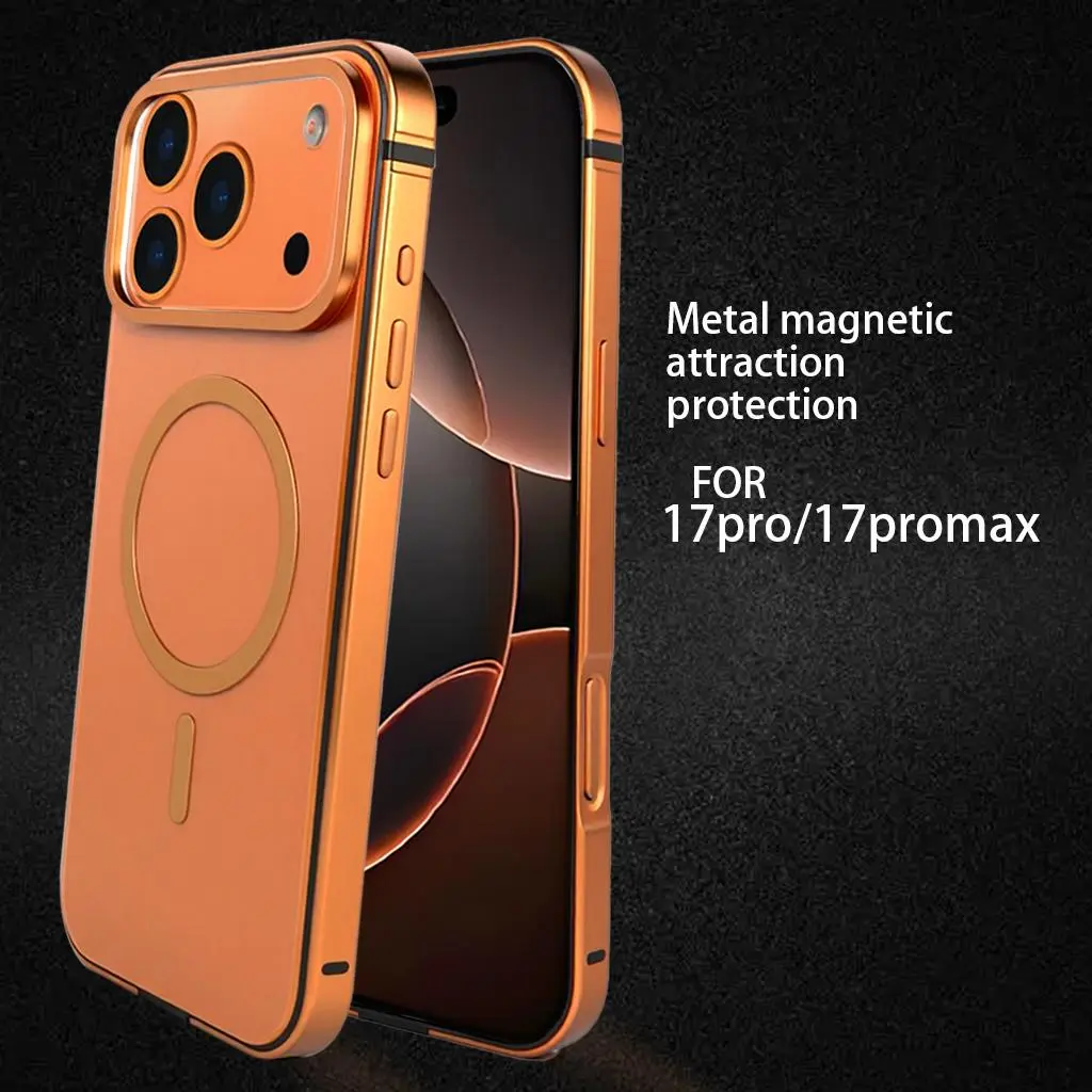 Aluminium Framed Cover with Metal Back for iPhone 17 Pro Max/17 Pro, Wireless Charging-Supportive Mobile Phone Accessory