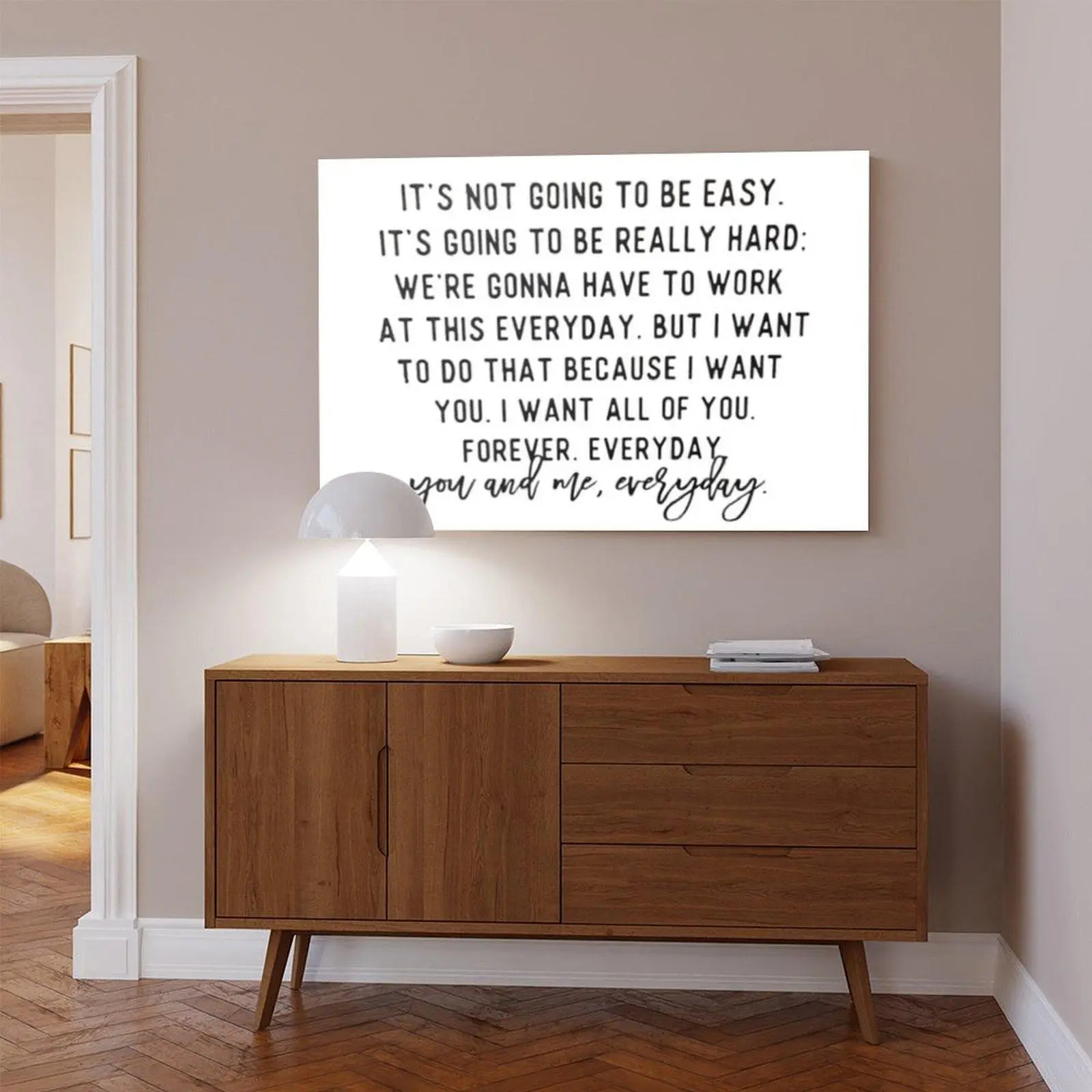 Romantic Quote Canvas Wall Art, Minimalist Typography Love Poster Print, Farmhouse Inspirational Text Decor, Unframed or Framed Canvas Poster Shabby Chic Design Cute Artwork