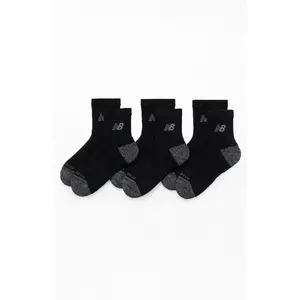 New Balance Men's 3 Pack Black Active Quarter Socks