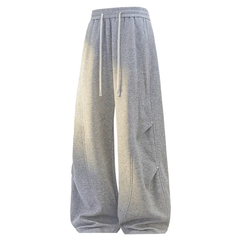 Men's H Type Preppy Wide-Leg Trousers in Cotton-Poly with Studded Detail, Floor-Length Cut and Comfortable Drape Fit, Chic, Men's Baggy Sweatpants, Loose Drape, Workwear, Sporty, Stylish, Casual, Streetwear