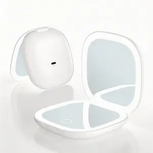 Bright 3-Mode LED Makeup Mirror - Rechargeable Mini Pocket Mirror with 1x/5x Magnification, Foldable Travel Vanity Light for Skincare, Beauty, Perfect Birthday Mother's Day Gift for Her Mom