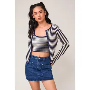 Midnight Striped Cardigan Set