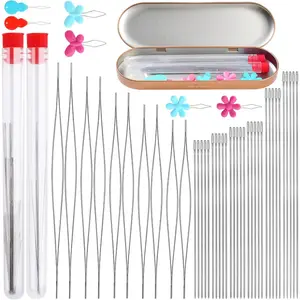UzecPk 76PCS Beading Needles Set, 60 PCS Long Straight Beading Needles 10 PCS Big Eye Bead Needles with Needle Bottle Threaders for Bracelets and Jewelry Making