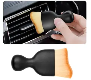 Car Interior Detailing Brush Super Soft Car Dusting Brush for Dashboard Air Vents Leather & Computer Cleaning Tool Black 1Pack