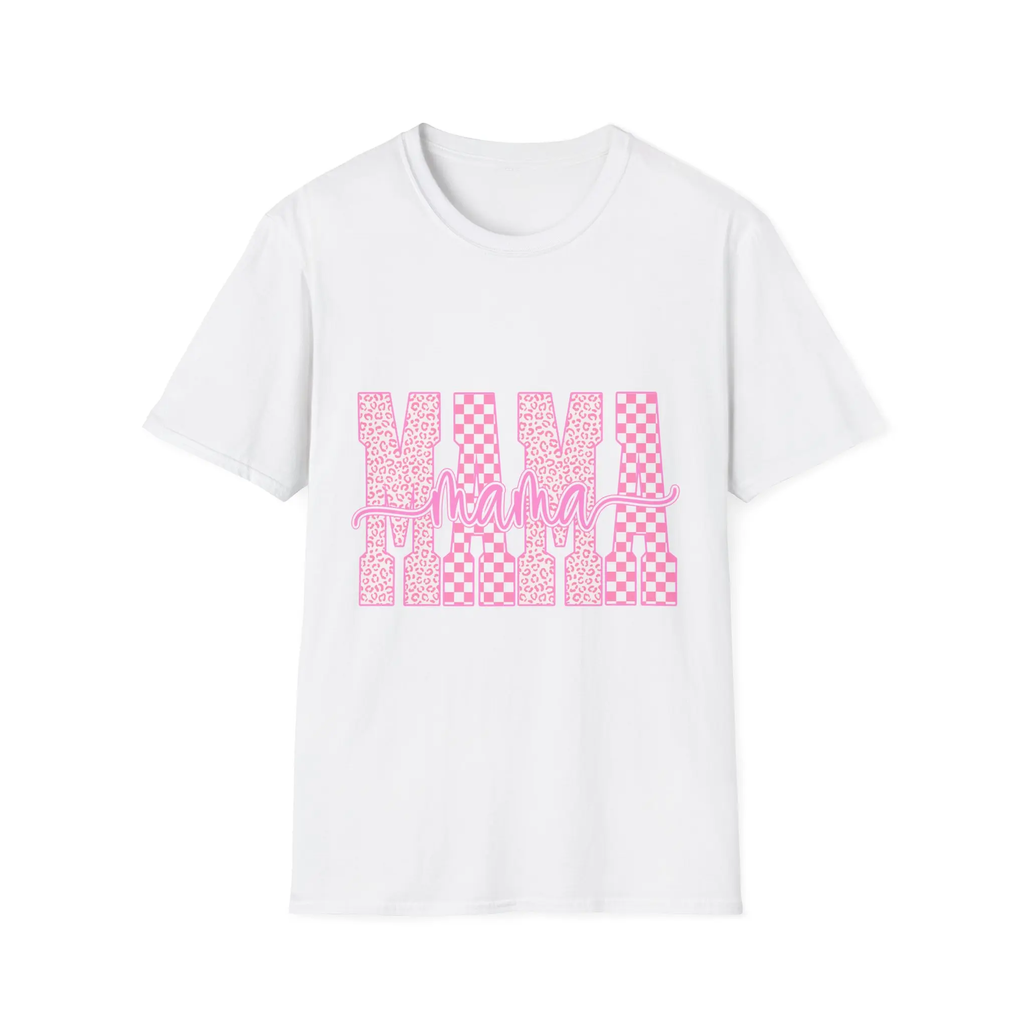 Men's Short-Sleeve Soft T-Shirt - Pink Checkerboard Script Design, Y2K Retro Vintage Wash, Vibe Flannel Prints, Knit Ribbed Fabric, Layer-Friendly Top