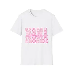 MAMA T-Shirt | Pink checkerboard script design y2k retro vintage wash