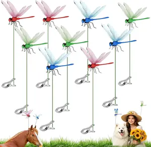 Summer essential-12 PCS Dragon Fly Clips for Bugs Repellent, Dragonfly Clip Bug Repellent, Dragonfly Clips to Keep Bugs Away for Garden Stakes Decor Yard Ornaments for Hat & Horse, Fly Scare Devices for Indoor Outdoor