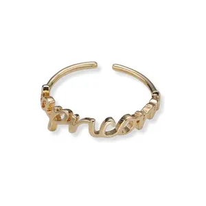 Capricorn Cursive Writing Gold Zodiac Ring