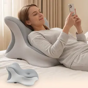Bed Wedge Pillow for Sleep Apnea, Acid Reflux, and Back Pain Relief, with Chic Jacquard Cover - Headboard Wedges for Sleeping (18" Wedge Reading - Grey)
