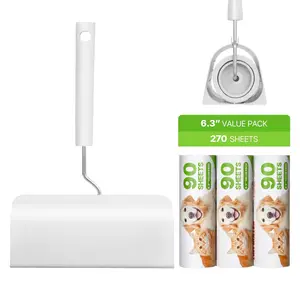 VEVOR Sticky Lint Roller, 3 Pack Large Pet Hair Rollers Remover Set, 270 Sheets Extra Sticky Lint Roller with Upgraded Handle, Portable Cat and Dog Hair Remover for Carpet, Couch, Clothing and Bedding
