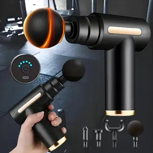 Electric Massager, USB Rechargeable Massager with 4 Replacement Heads, Portable Handheld Comfort Muscle Massage Gun, Portable Pain Relief