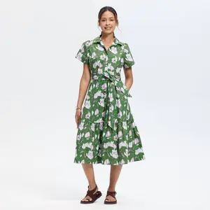 Women's Button-Down Short Sleeve Midi A-Line Dress - Universal Thread