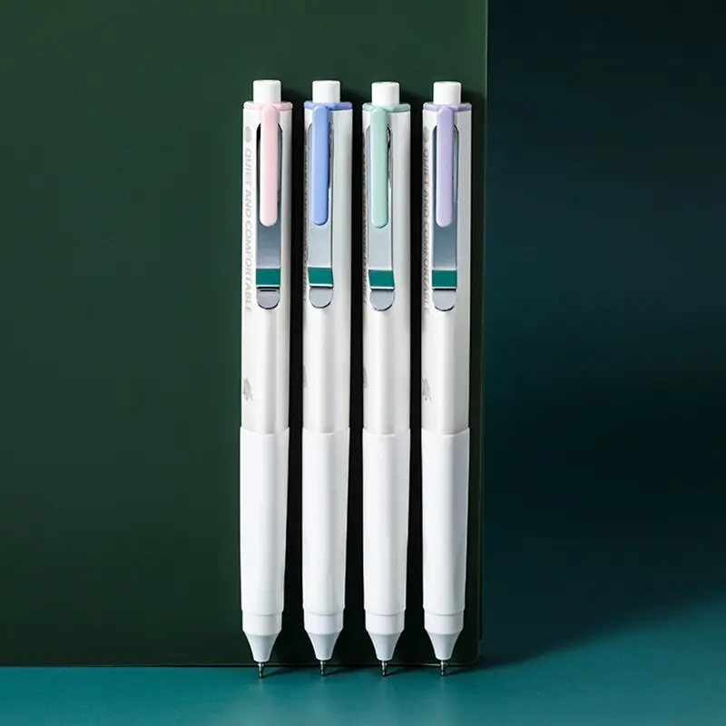 4-Pack Silent Click Neutral Pens, Simple Style Student Stationery, College Student Pen, Writing & Exam Pens, Quiet Operation, Ideal for School Use, Smooth Writing Pens, Writing Tools