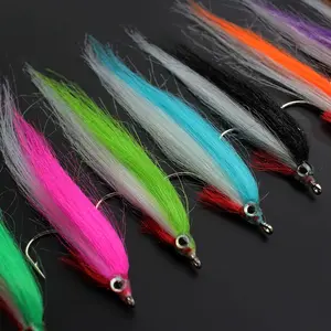 20 Pcs 1/0 UV Colors High Carbon Hook Polar Fry Fly Fishing Flies Lure Set, Ideal for Salmon Trout Sea Bass Steelhead Minnow Fishing