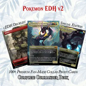 Anime Themed Custom Art Commander Deck 110 High Quality Cards for Pokémon Fans Elemental Monster Edition Premium Fan Made Collab Proxy Cards Complete Commander Deck