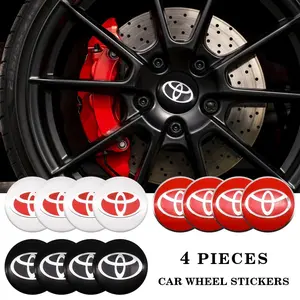 4pcs Car Wheel HUB Stickers 56mm Badge Decals Compatible Toyota Corolla Rav4 Tundra Crown Camry Highlander Land Cruiser Tacoma Models Car Accessories