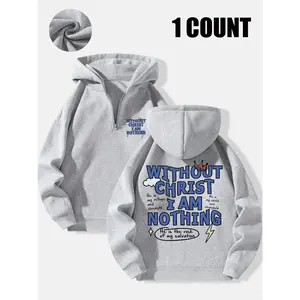 Men's Half-Zip Hoodie, Casual Loose-Fit Hooded Sweatshirt, Half Zip Pullover, Perfect for Daily Wear, Comfortable Fabric, Ideal for Fall & Winter Seasons