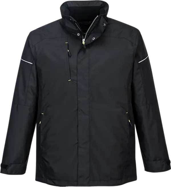 Portwest Men's Solid Quilted Insulated Jacket - Long Sleeve Winter Zip-Up with Detachable Hood and Hook and Loop Cuffs