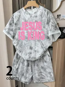 Women's Camo Two-Piece Set, Comfortable Printed T-Shirt & Home Shorts, Casual Daily Wear, Elegant Loose Fit, Perfect for Tiktok Style