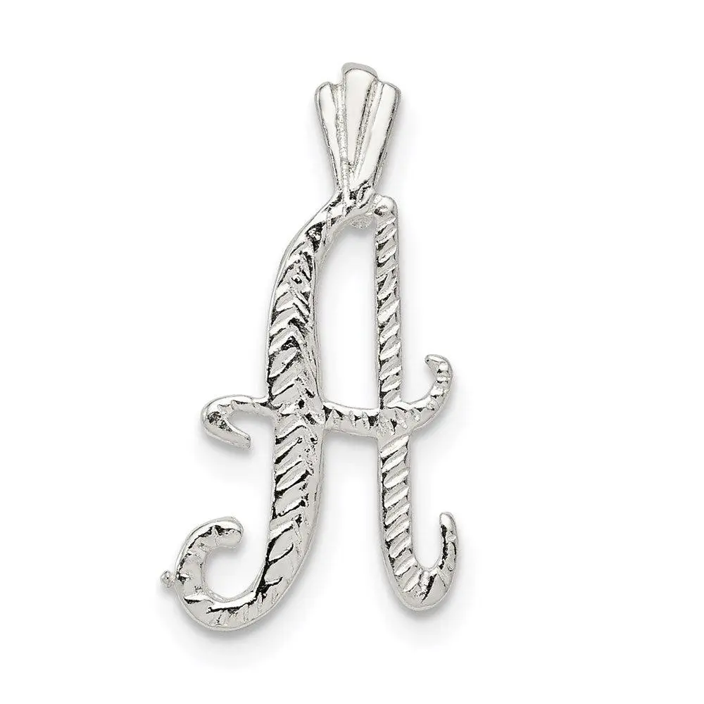 Sterling Silver Letter A Initial Chain Slide Necklace Personalized Gift Women