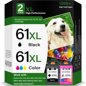 61 XL Ink Cartridges Combo Pack for  Printer-Replacement for  Ink 61 XL Black and Color for HP61 Ink  Work with  Envy 4500 5530 4502 DeskJet 2540 2050 1050 OfficeJet 4630 2620 (2-Pack)