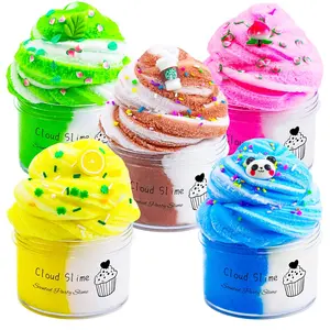 Cloud Slime 5 Packs Christmas Gift - Mint, Lemon, Coffee, Panda, Peach Stress Relief Toy - Super Soft & Non-Sticky - Birthday Gifts for Girls and Boys