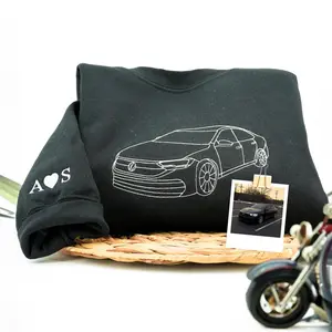 Custom Embroidered Car Outline Sweatshirt from Photo, Personalized Car Crewneck, Car Lover Gift, Husband Anniversary Gift