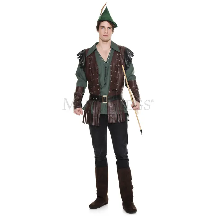 212 MAIN Charitable Robin Dog Matching Clothes - Extra Large 5-Piece Set, Long Sleeve Vest, Feather Hat, Metal Rings, Ripped Design