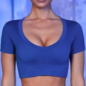Lulu Ribbed Seamless Yoga Sports Bra Top