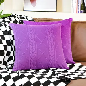 Set of 2  Decorative knit Throw Pillow Cover Soft knit Pillow Case, Modern Boho Pillow Covers Accent Embossed Patterned Sofa Cushion Cover for Couch Bed, Stretchy Pillow Cover,20 x 20 inch