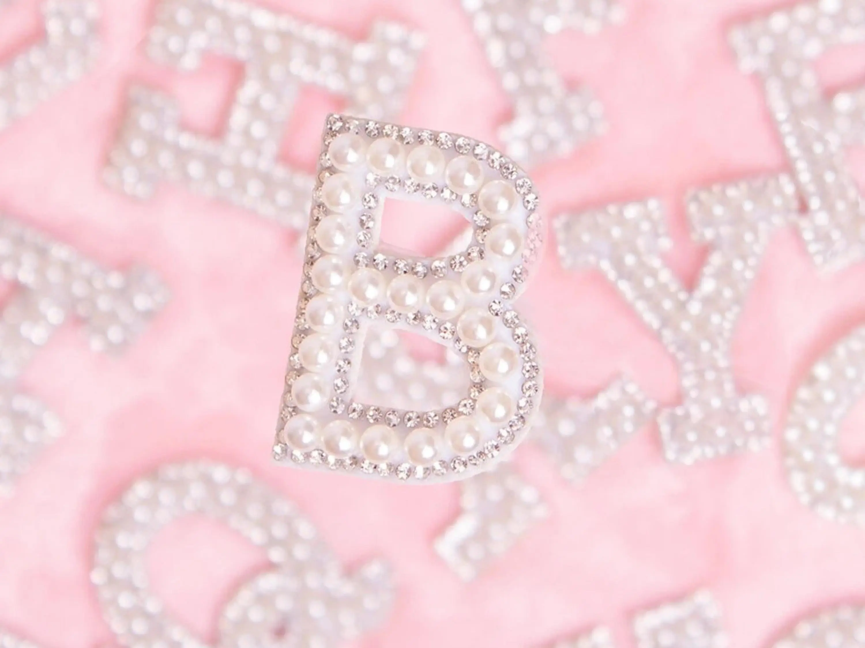 Pearl Rhinestone Letter Patches A-Z | Iron On Alphabet Appliques | DIY Clothing Embellishments | Hat Bag Decoration | Glue and Sew On Craft