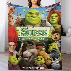 Cartoon Anime Shrek Blanket Soft Cozy Plush Fleece Throw Blanket, Lightweight Fuzzy Flannel Warm Blanket for Couch Sofa