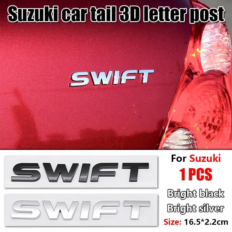 Suzuki Car Letter Trunk Emblem Sticker, Waterproof Scratch-Resistant Self-Adhesive Decal, Fits Swift Sport, Car Exterior Decoration