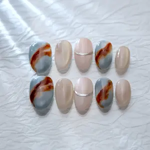 10-Piece Handmade Detachable False Nails, Easy to Wear, Fashionable and Aesthetic, Affordable, Suitable for All Occasions, Includes Tool Kit