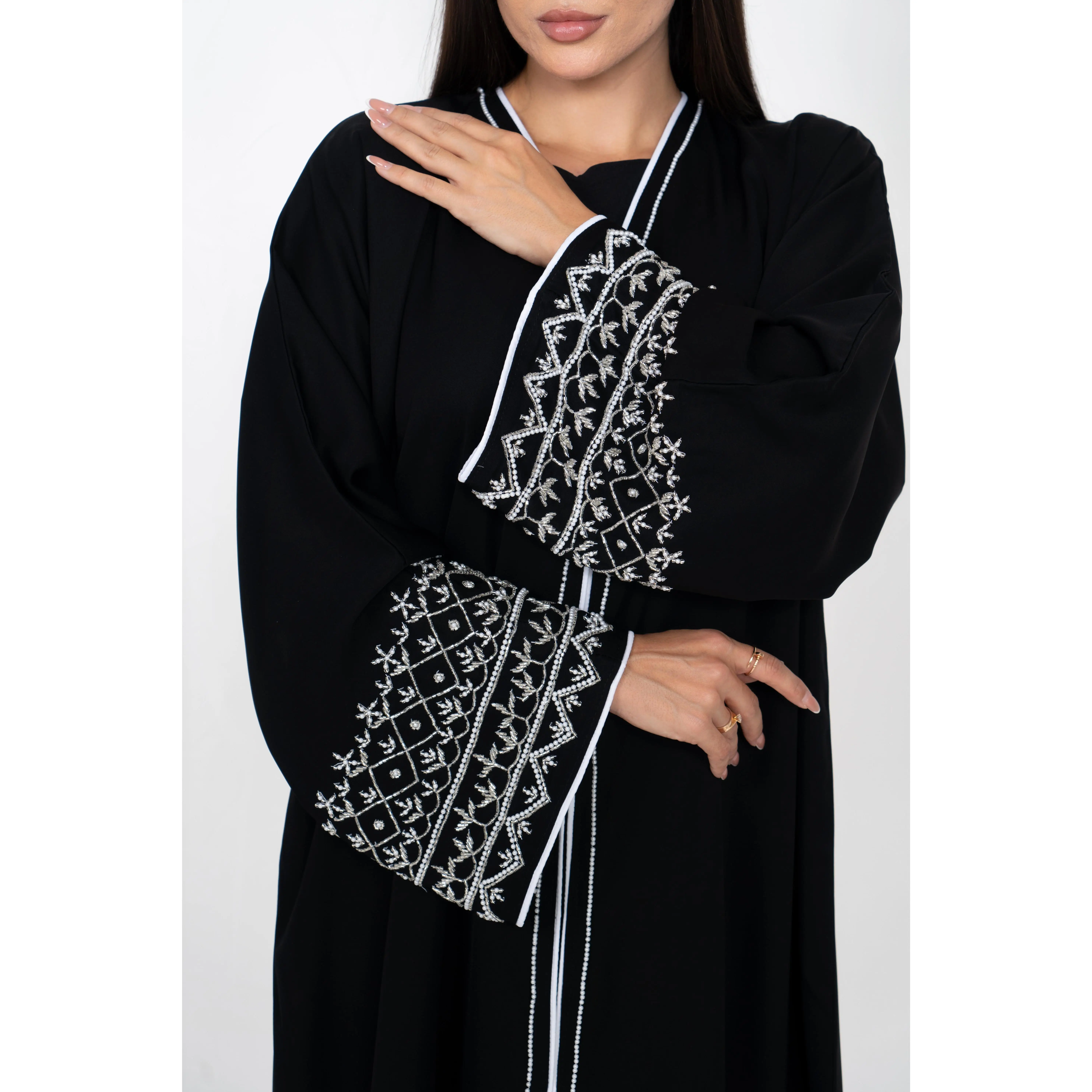 Royal Black Embellished Abaya Set
