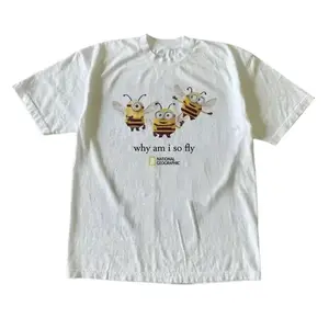 100%25 Premium Cotton Gildan Men's And Women's T-Shirt, National Geographic Minibee Cotton T-Shirt, Animal T-Shirt, Unisex Vintage Graphic Tees Gothic Grunge Y2K Emo Scene Amity Affliction Style Clothes Men Women Streetwear Summer