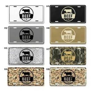 Beef Camo License Plate, Custom Hunter 12x6 Aluminum Car Tag,  Camouflage Novelty Truck Cover, Hunting Gift for Him Dad Husband