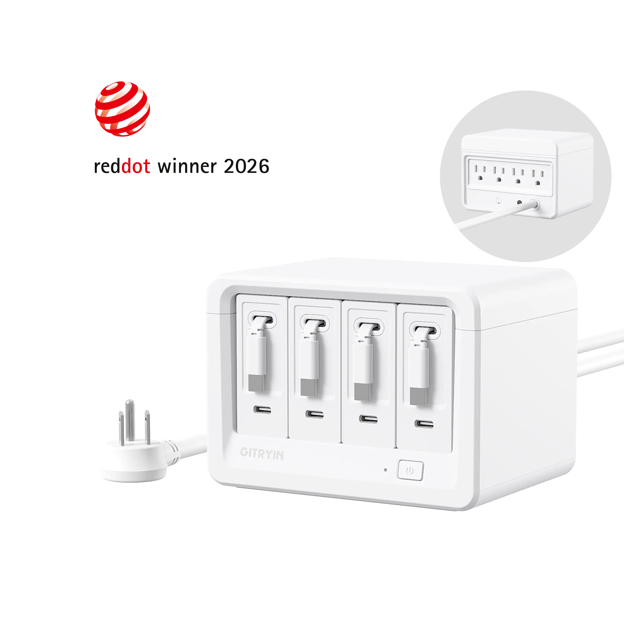 Power Strip+4C--white