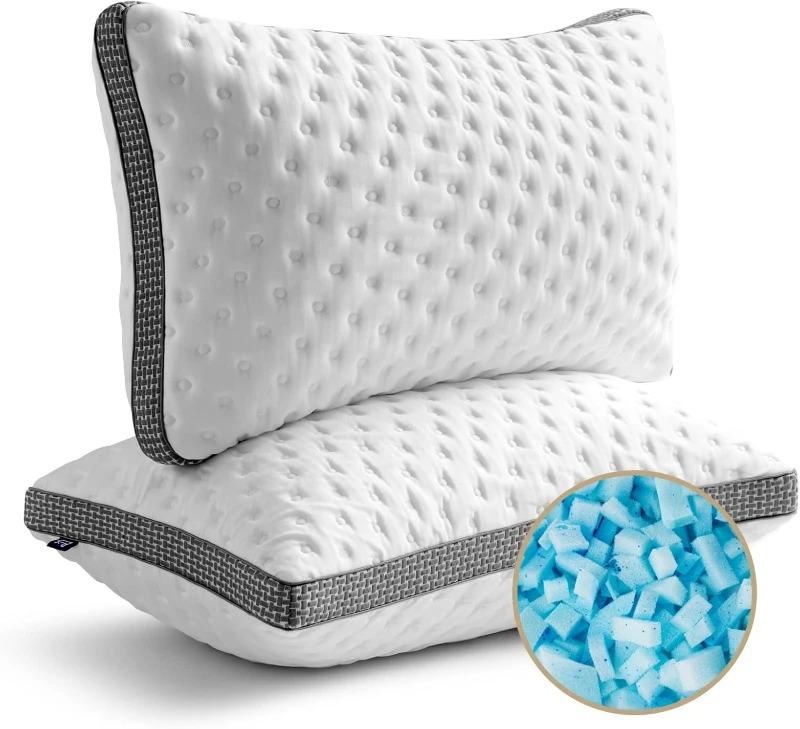 Overseas Stock Cooling Pillow Queen Size Set of 2 Cooling Gel Memory Foam Bed Pillow Medium Firm Pillow