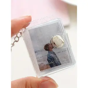 Clear Mini Photo Keychain, Cute Photo Album Pendant, DIY Photo Scrapbook Keychain, Fashion Accessories for Women & Men