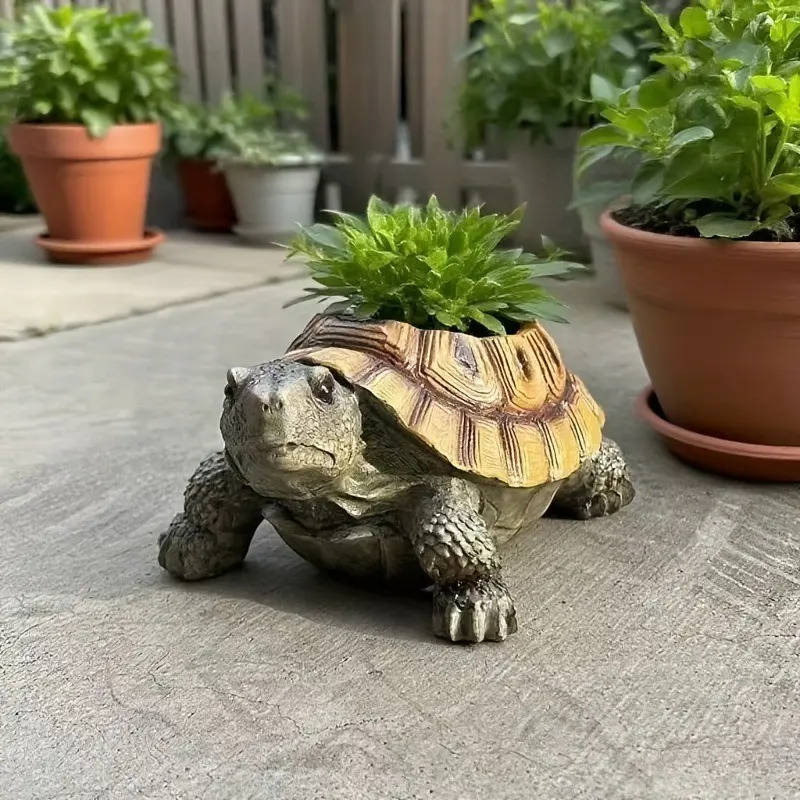 Unique Turtle Shape Planter, Durable Resin Material, Vintage Style Indoor Outdoor Garden Pot, Succulent Plant Container, Garden Planters