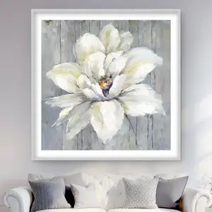 212 MAIN Framed Matted Wall Artwork - 48x48 in. White Botanical Flower & Plant Nature Decoration, Artistic Wood-Mounted Home Decor for Living Spaces