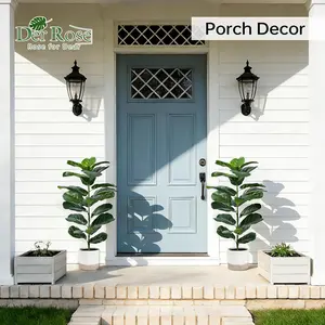 Der Rose 2 Pack 30" Artificial Fiddle Leaf Fig Tree with Warm LED Lights – Battery Powered, Mid-Size Fake Plants for Living Room, Bedroom, Entryway & Home Decor